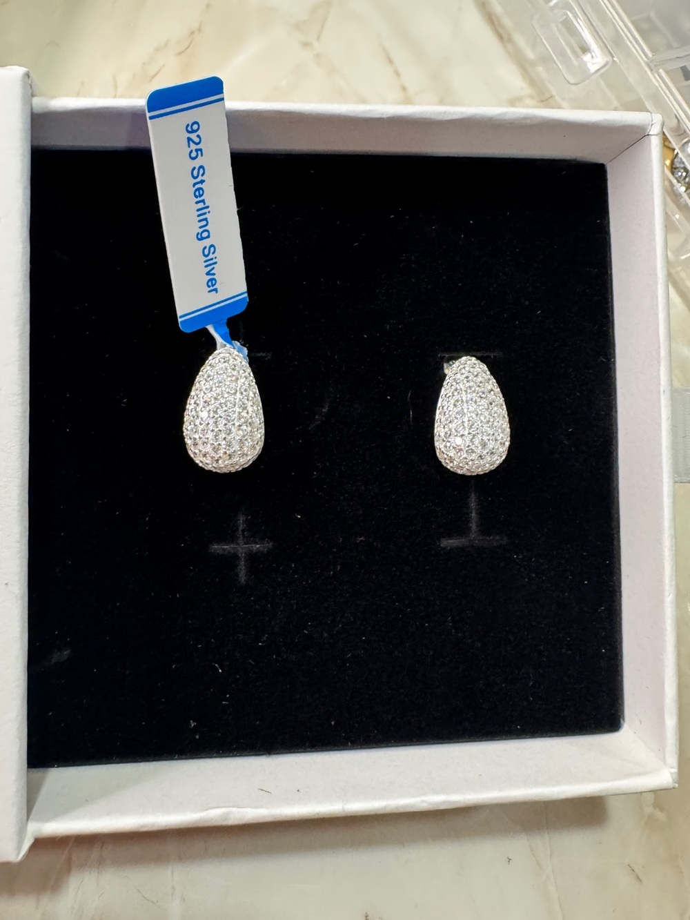 Moissanite 925 Sterling Silver Teardrop PavΓ© Stud Earrings - Silver